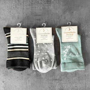 Dámské ponožky se zdravotním lemem 3 páry zelená/tm.šedá/sv.šedá 39545