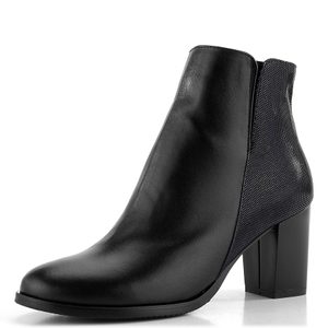 Barton kotník na podpatku černý s lesklou patní částí 24-2531