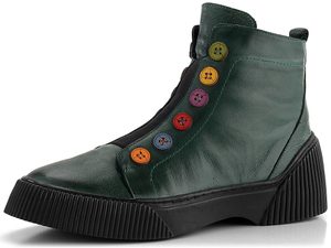 Karyoka dámska členková obuv s farebnými gombíkmi tmavo zelená 3100-472