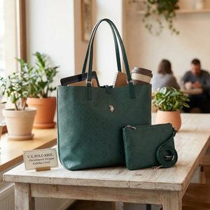 U.S. POLO ASSN. velká oboustranná shopper kabelka s etují zelená BEUM08706WVPF77