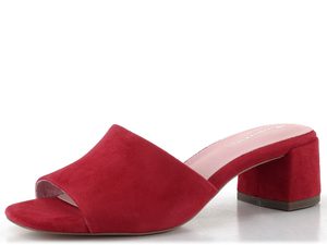 Tamaris kožené pantofle na podpatku red suede 1-27204-42