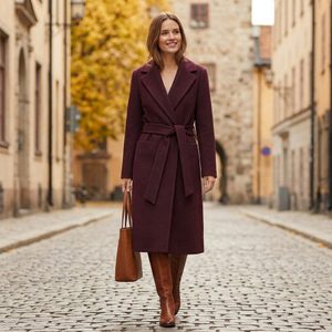 Högl luxusní dlouhý vlněný kabát barolo 2-195110-4800