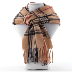 Fraas vlněný šál s kašmírem a károvaným vzorem světle hnědý 627020-180