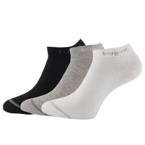 Bugatti ponožky krátké 3-pack černá/šedá/bílá 6765A 61C