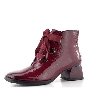 Hispanitas lakovaný šněrovací kotník na podpatku Marsella wine HI254326