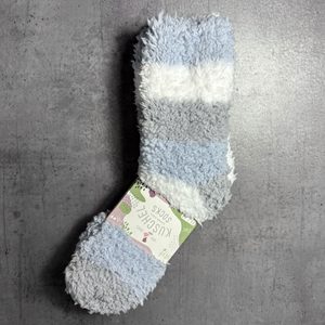 Dámske hebké ženilkové domáce ponožky 2 páry biela/pruh