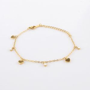 Náramok so srdiečkami a kryštál kamienkami Swarovski zlatá oceľ