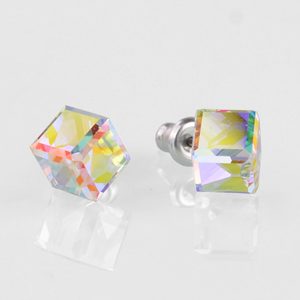 Náušnice Swarovski Elements kostička Crystal AB
