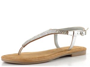 Tamaris metalické kožené sandály/žabky silver glam 1-28132-44