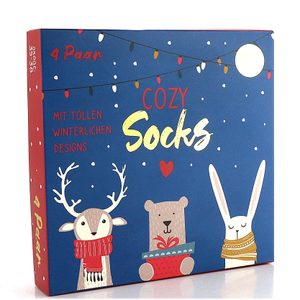 Veselé ponožky s obrázkami zvierat pestrofarebné/krabička 4 páry