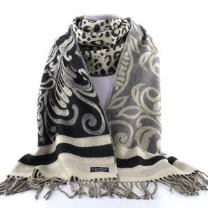 Fraas kašminkový šál se zvířecím vzorem černo-šedý 620011-900