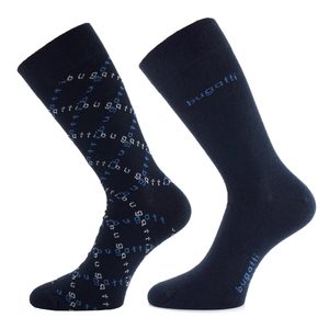 Bugatti pánské ponožky 2 páry tmavě modré s nápisem 6364