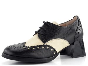 Hispanitas šnurovacie poltopánky na podpätku black/milk CHI243579