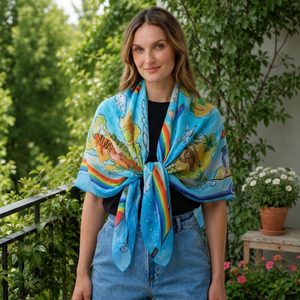 Fraas květinový šál růžový konopí/bavlna 609059-412