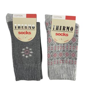 Dámske bavlnené termo ponožky s mäkkým lemom šedé 38205