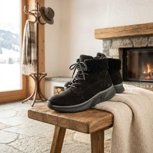 Gabor Rollingsoft šněrovací kožený kotník black 0802.02.001