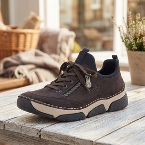 Rieker šněrovací polobotky s pružným lemem nougat/schwarz 45973-25