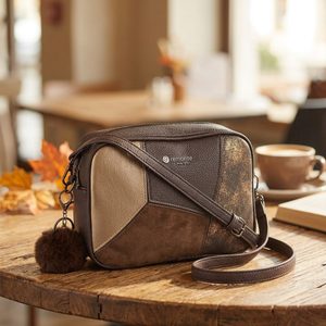 Remonte sešívaná crossbody kabelka s přívěškem hnědá/bronz Q0674-25