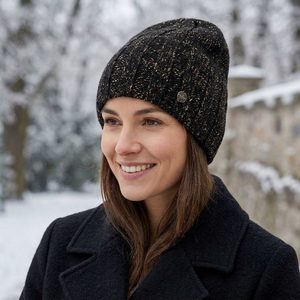 Fraas pletená třpytivá čepice kaviár 667106-998
