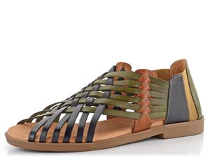 Marila pásikové prepletané sandále Amelia Combi Negro 2