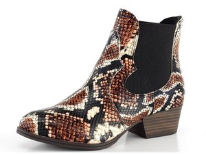 Tamaris westernový kotník hadinkový hnědý kombinovaný 1-25974-33