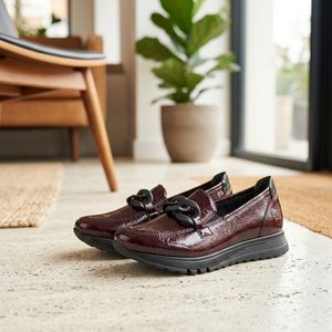 Rieker lakované mokasíny bordeaux/black 49051-35