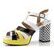 Fly London sandály na podpatku white/black/lemon P145455002