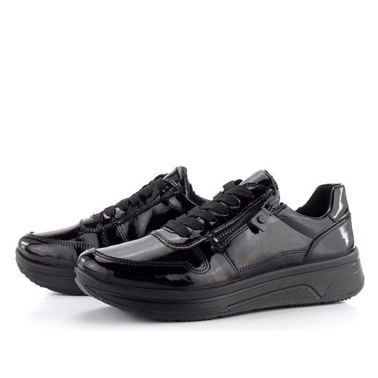 Ara širšie lakované tenisky Sapporo Schwarz 12-27540-11