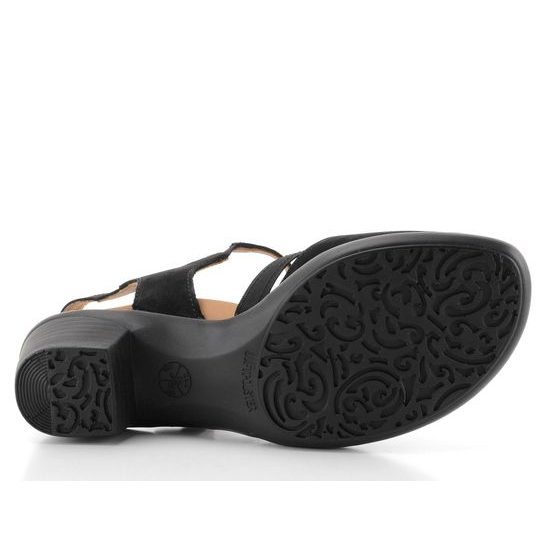 Ara čierne nubukové sandále na podpätku 12-35715-01