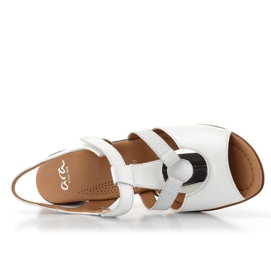 Ara bílé hladké sandály na podpatku Lugano 12-35715-12