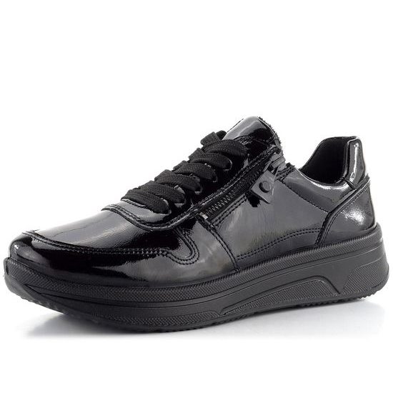 Ara širšie lakované tenisky Sapporo Schwarz 12-27540-11