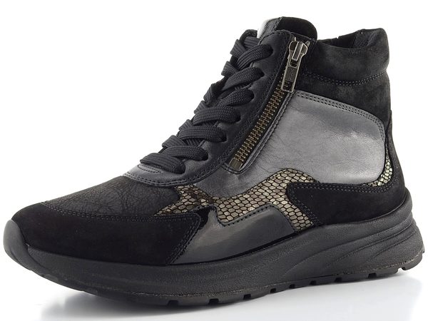 Gabor široký šněrovací kotník se zipem black/dark-grey 8004.01.001