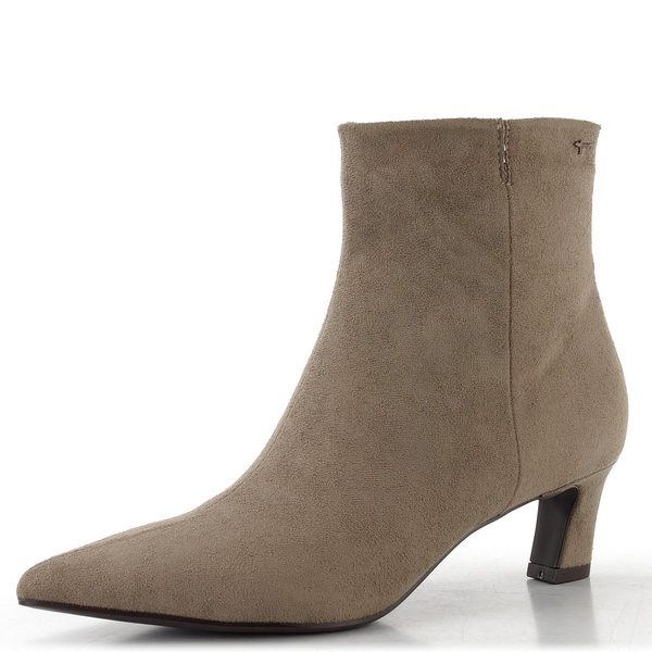 Tamaris elegantní textilní kotník na podpatku taupe 1-25383-47