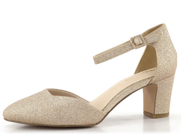 Tamaris společenské lodičky s kotníkovým páskem Lt. gold glam 1-24432-41