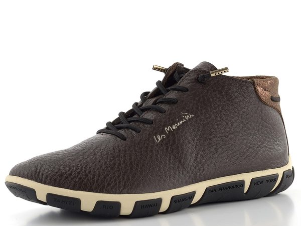 TBS kožený kotník Jesmini chocolat+bronze M7M65