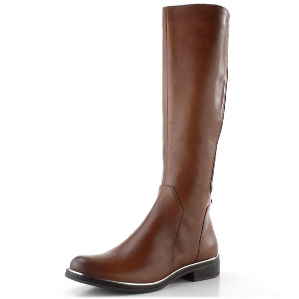 Caprice hnědé kozačky XL Shaft Cognac Comb 9-25523-41