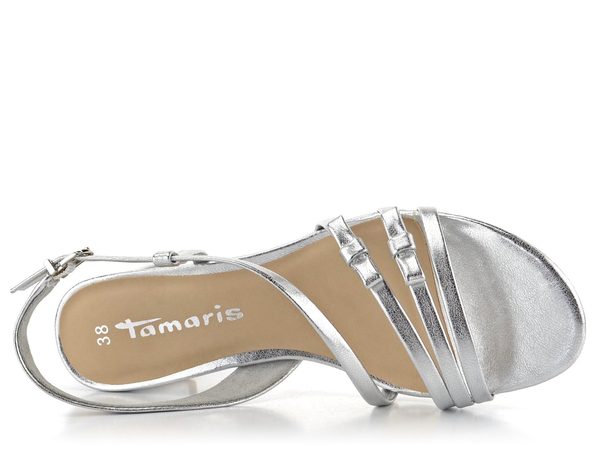 Tamaris sandály na oválném podpatku Silver 1-28212-26 | Tamaris na Botař.cz