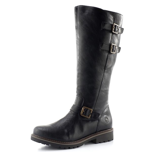 Remonte kozačky černé s přezkami R6590-01
