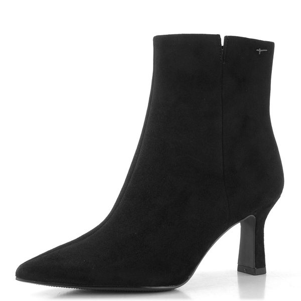 Tamaris elegantní kožený kotník na podpatku black 1-25358-45