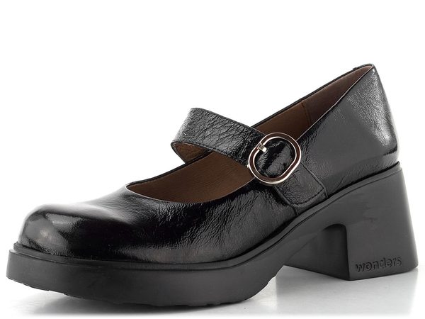 Wonders lakované lodičky na širokém podpatku negro E-7142