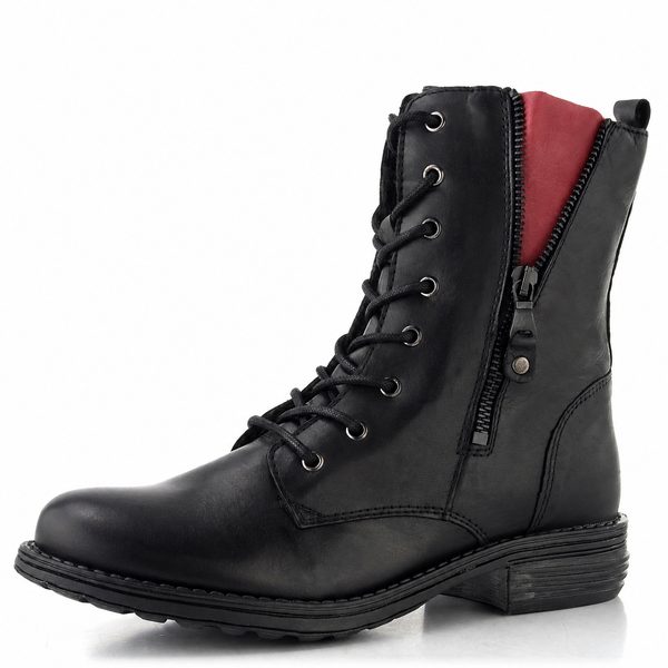 Creator šněrovací kotník se zipem Siviglia Black+Red IB 18268