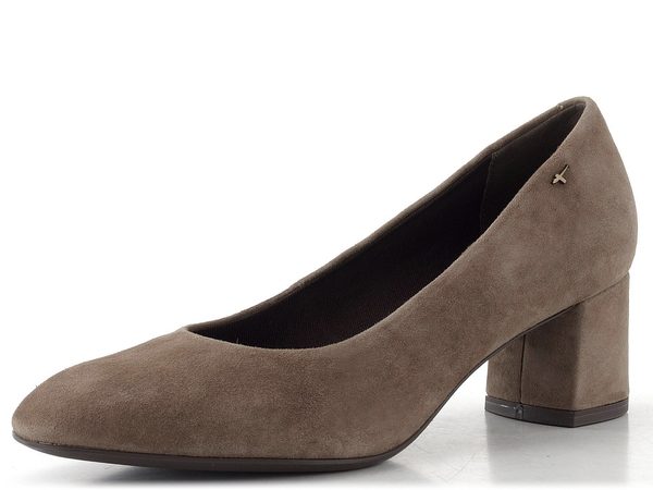 Tamaris lodičky se širokým podpatkem taupe suede 1-22437-47