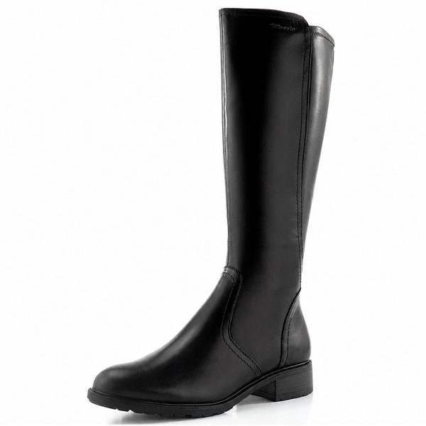 Tamaris hladké kožené kozačky black 1-25550-47