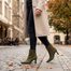Tamaris elegantní kožený kotník na podpatku olive 1-25358-45