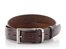 Kožený opasek tmavě hnědý se stříbrnou sponou 32 mm