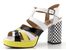 Fly London sandály na podpatku white/black/lemon P145455002