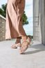 Rieker pásikové sandále na podpätku beige-gold 64970-60