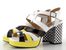 Fly London sandály na podpatku white/black/lemon P145455002