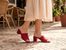 Tamaris kožené pantofle na podpatku red suede 1-27204-42