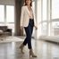 Tamaris elegantní textilní kotník na podpatku taupe 1-25383-47